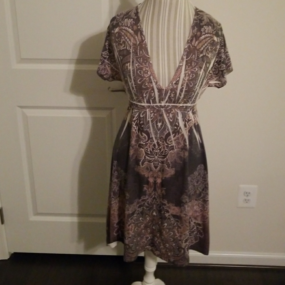 🌟V -neck printed dress